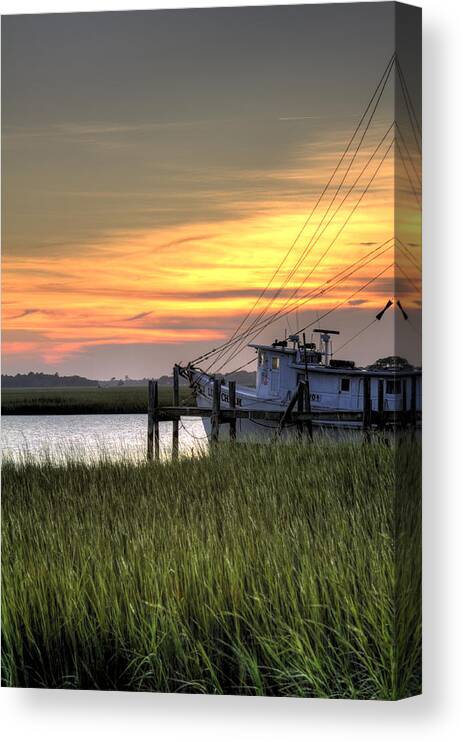 Shrimp Canvas Print featuring the photograph Shrimp Boat Sunset by Dustin K Ryan