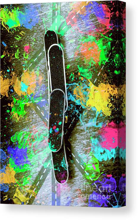Skateboard Canvas Print featuring the photograph Skating pop art by Jorgo Photography