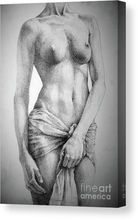 Art Canvas Print featuring the drawing SketchBook Page 35 The Female Pencil Drawing by Dimitar Hristov