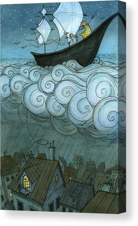  Canvas Print featuring the drawing Sky Sailing by Eliza Wheeler