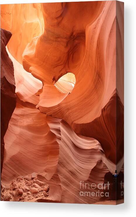 Slot Canyons; Beauty In The Canyons; Arizona; Southwest U.s.; Navajo; Secret Canyon; The Slots; Sacred Ground; Beauty; The Great Outdoors; Let There Be Light;  Canvas Print featuring the photograph Slot canyon by Betty Morgan