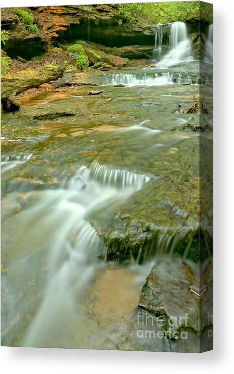 Cave Falls Canvas Print featuring the photograph Somerset PA Cave Falls Portrait by Adam Jewell