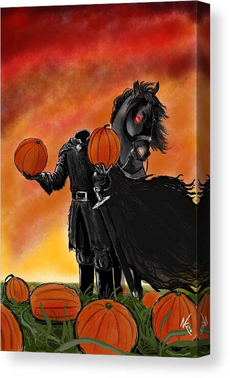 Headless Horseman Canvas Print featuring the digital art Soon It Will Be All Hallows' Eve by Norman Klein