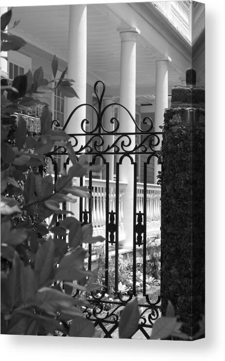 Black And White Canvas Print featuring the photograph Southern Charm by Debbie Karnes
