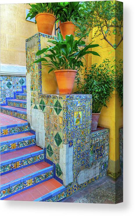 Madrid Canvas Print featuring the photograph Spanish Stairs by W Chris Fooshee