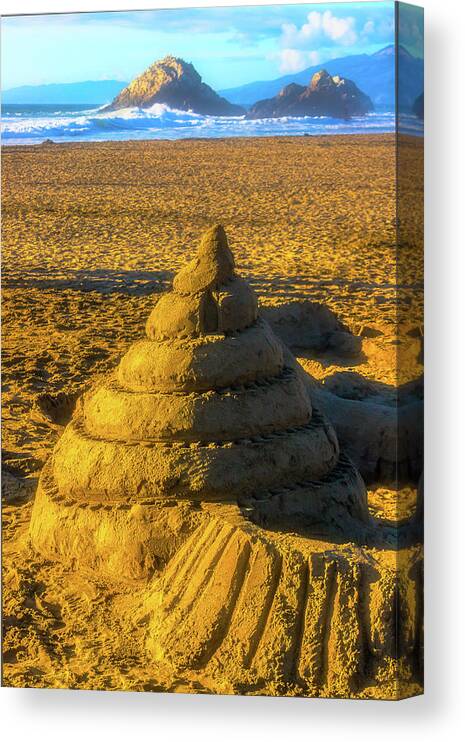 Spiral Canvas Print featuring the photograph Spiral Sandcastle by Garry Gay