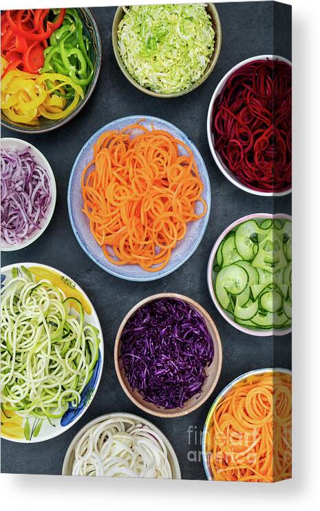 Spiralized Canvas Print featuring the photograph Spiralized Vegetables in Bowls by Tim Gainey