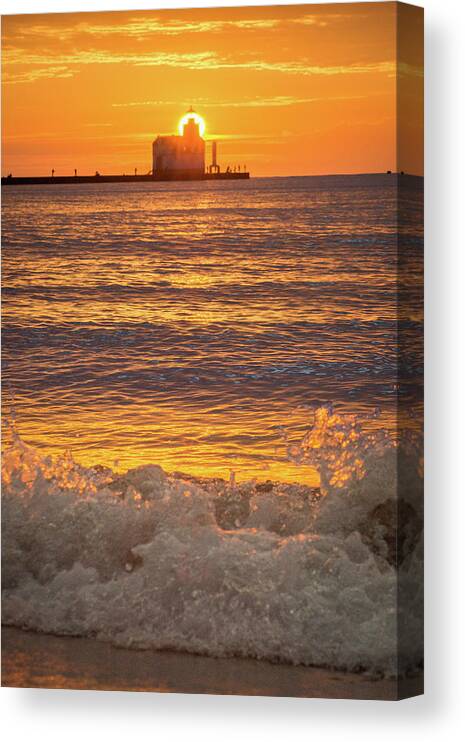 Lighthouse Canvas Print featuring the photograph Splash of Light by Bill Pevlor