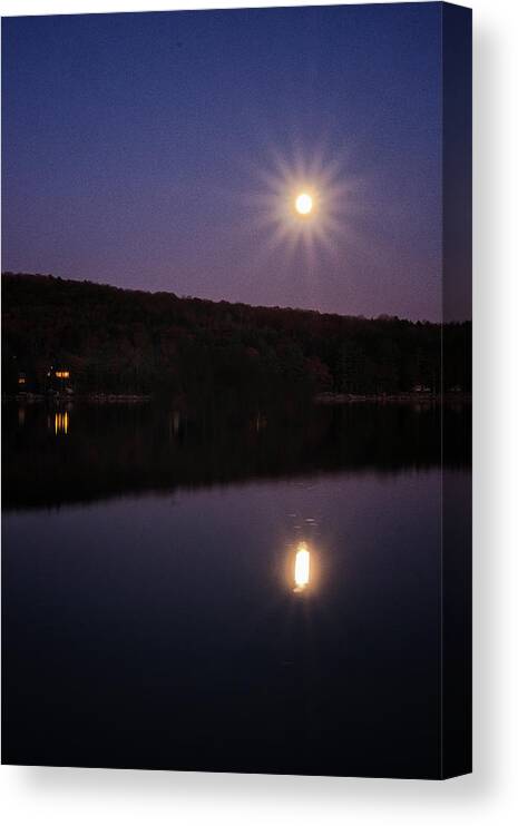 Spofford Lake New Hampshire Canvas Print featuring the photograph Spofford Super Moon by Tom Singleton
