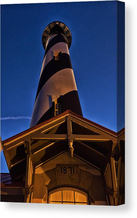 St. Augustine Canvas Print featuring the photograph St. Augustine Lighthouse at Night by Joseph Desiderio