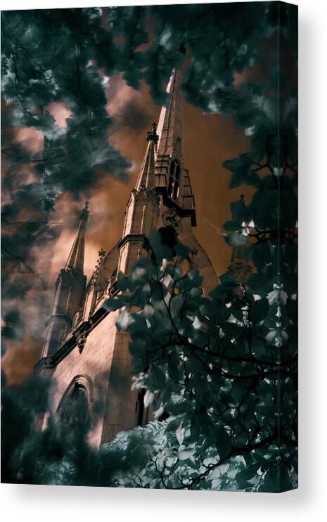 Fine Art Canvas Print featuring the photograph St Dunstan in the East tower by Helga Novelli