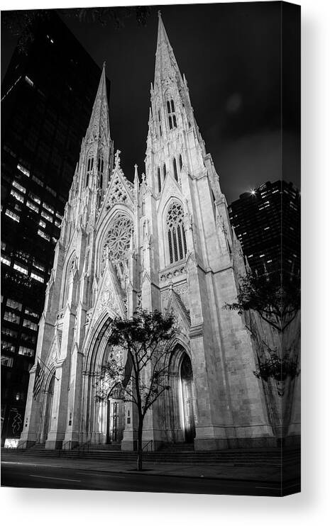 Nyc Canvas Print featuring the photograph St Patrick Cathedral Black and White by John McGraw