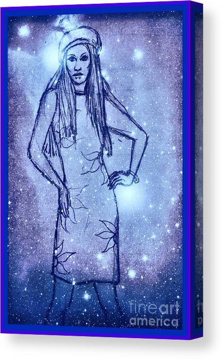 Stars Canvas Print featuring the mixed media Starlight of Space and Time by Joan-Violet Stretch