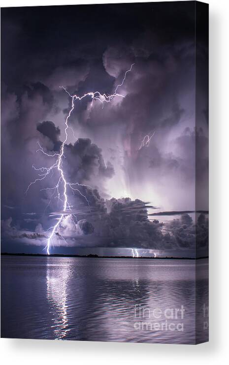 Lightning Canvas Print featuring the photograph Steely Blue 2 by Quinn Sedam