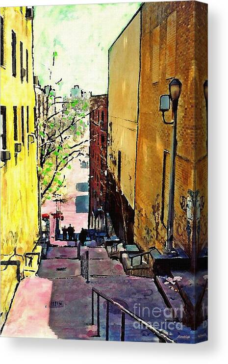 Step Canvas Print featuring the mixed media Steps at 187 Street by Sarah Loft