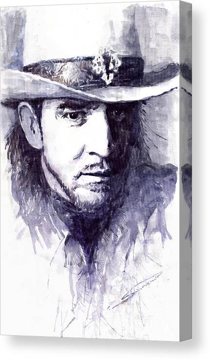 Guitarist Canvas Print featuring the painting Stevie Ray Vaughan by Yuriy Shevchuk