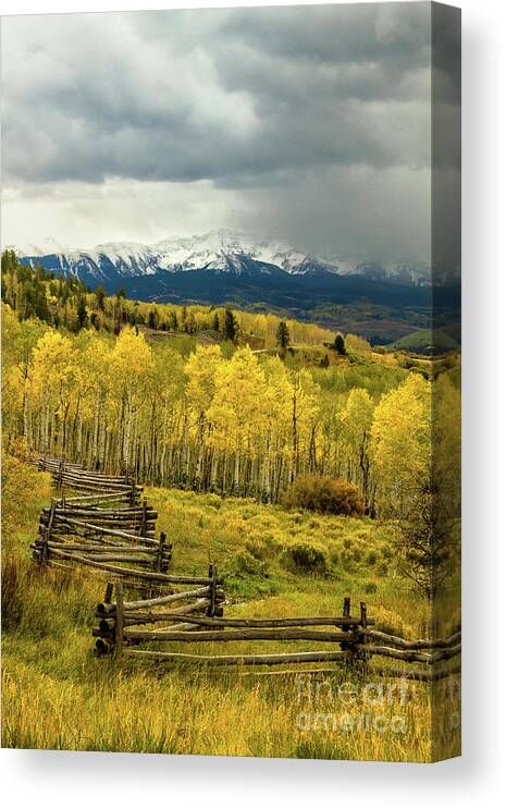 Fall Canvas Print featuring the photograph Storm Clouds over the Dallas Divide by Ronda Kimbrow