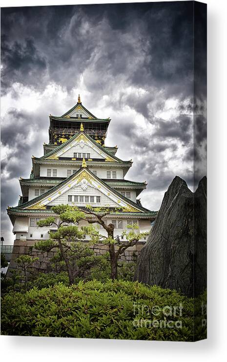 Osaka Canvas Print featuring the photograph Storm over Osaka Castle by Jane Rix