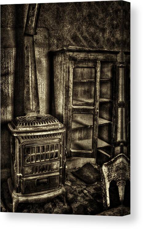 California Canvas Print featuring the photograph Stove and Cabinet Bodie Ghost Town by Roger Passman