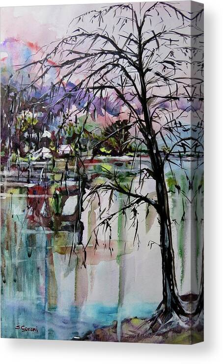 Painting Canvas Print featuring the painting Strange Tree by Geni Gorani