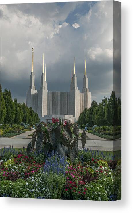 Architecture Canvas Print featuring the photograph Summer day at the LDS by Brian Green