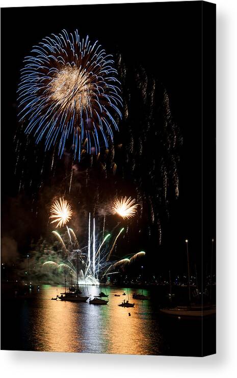 Fireworks Canvas Print featuring the photograph Summer Fireworks i by Helen Jackson