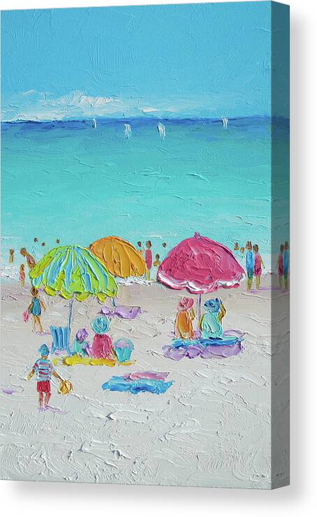 Beach Canvas Print featuring the painting Summer Scene diptych 2 by Jan Matson