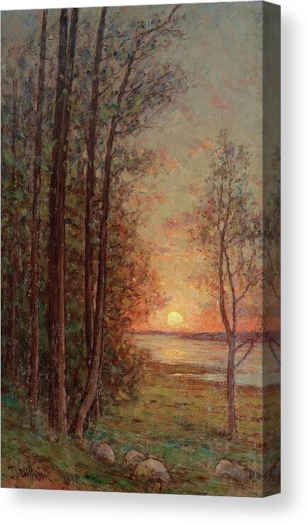 Per Ekstr�m Canvas Print featuring the painting Sun Setting Over The Sea by MotionAge Designs