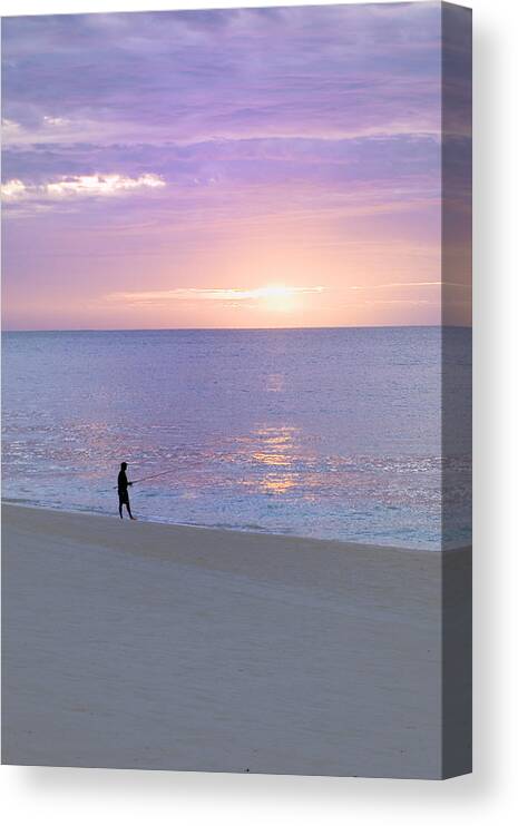 Sunrise Canvas Print featuring the photograph Sunrise Fisherman 2 by Mark Harrington