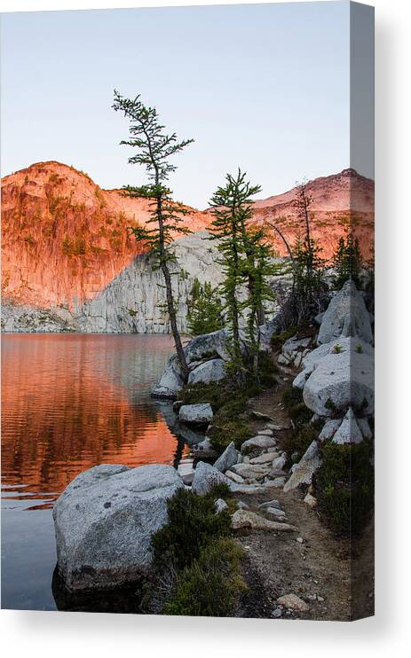 Sunset Canvas Print featuring the digital art Sunrise in the Enchantments by Michael Lee