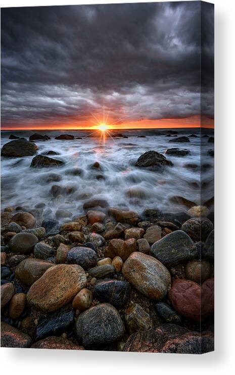 Rocks Canvas Print featuring the photograph Sunrise Over The East End by Rick Berk