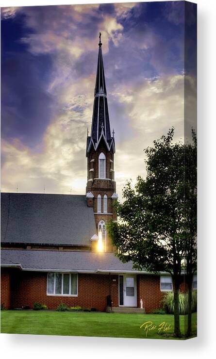 Buildings Canvas Print featuring the photograph Sunset Church by Rikk Flohr