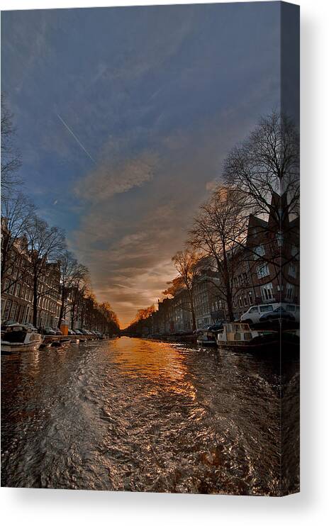 Lawrence Canvas Print featuring the photograph Sunset Ripples by Lawrence Boothby