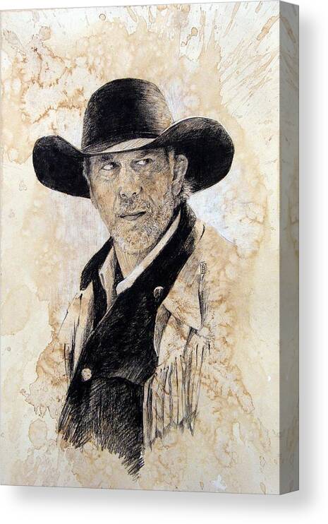 Cowboy Art Canvas Print featuring the drawing Suspicious by Debra Jones