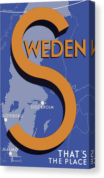 Sweden Canvas Print featuring the painting Sweden, That is the place by Long Shot