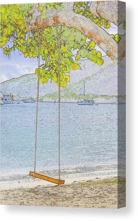 Children Canvas Print featuring the photograph Swing by the Bay by Kristina Deane