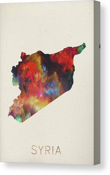 Syria Canvas Print featuring the mixed media Syria Watercolor Map by Design Turnpike