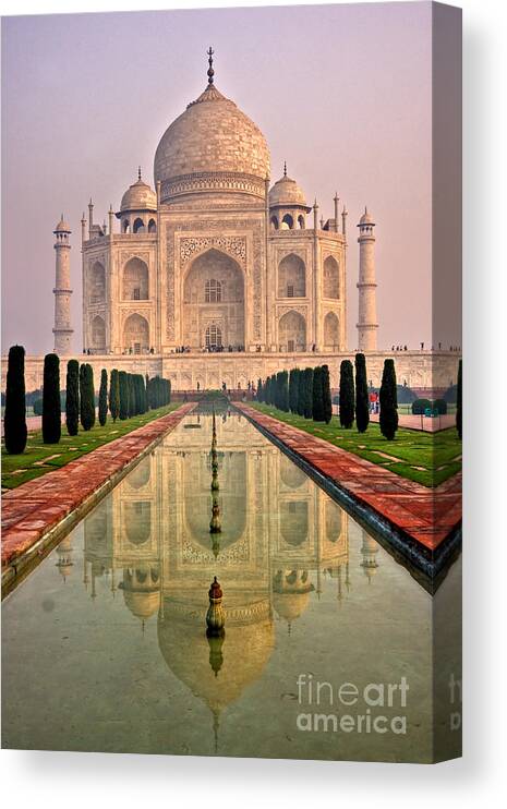 Agra Canvas Print featuring the photograph Taj Mahal at sunrise by Luciano Mortula