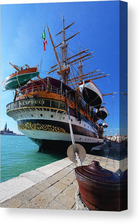 Adriatic Sea Canvas Print featuring the photograph Tall Ship in Port Venice by George Oze
