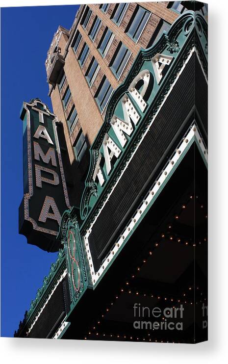 Signage Canvas Print featuring the photograph Tampa Theatre by Carol Groenen