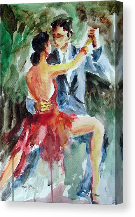 Tango Canvas Print featuring the painting Tango in the Night by Faruk Koksal
