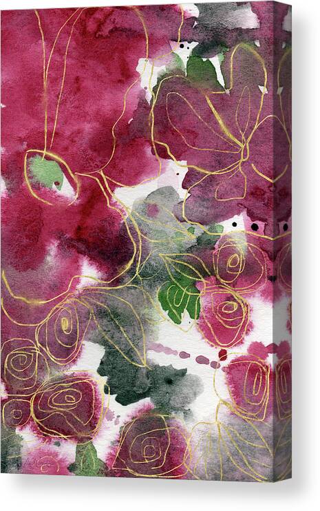 Roses Canvas Print featuring the mixed media Tea Cup Roses- Art by Linda Woods by Linda Woods