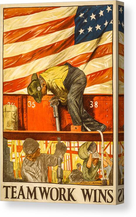 4th Of July Canvas Print featuring the digital art Teamwork Wins by David Letts
