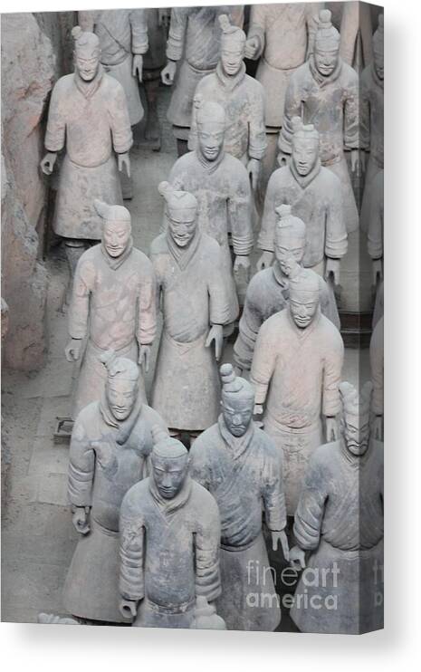 Terra Cotta Canvas Print featuring the photograph Terra Cotta Warriors Detail by Thomas Marchessault