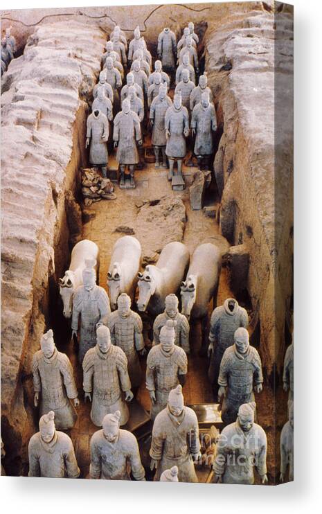 Terracotta Army Canvas Print featuring the photograph Terracotta Army by Heiko Koehrer-Wagner
