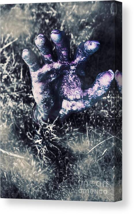 Zombie Canvas Print featuring the photograph Terror from the crypt by Jorgo Photography