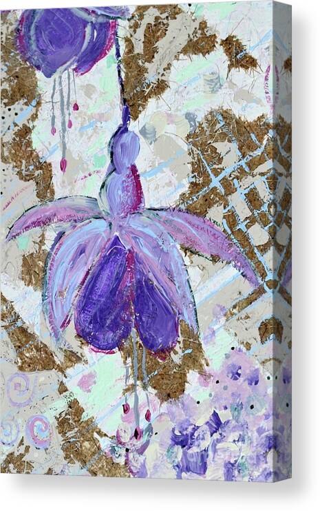 Fuchsia Canvas Print featuring the mixed media Textured Fuchsias by Tracey Lee Cassin