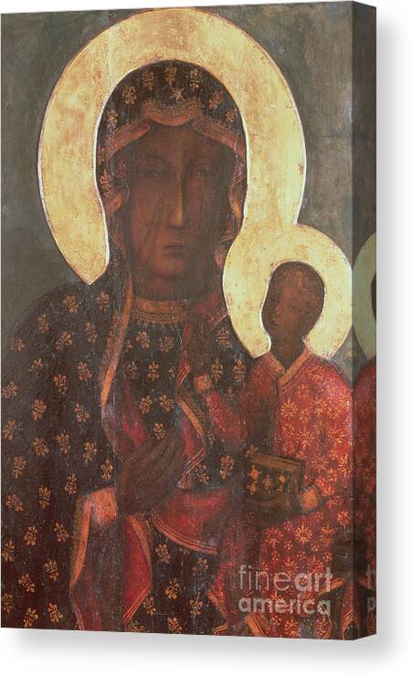 The Canvas Print featuring the painting The Black Madonna of Jasna Gora by Russian School