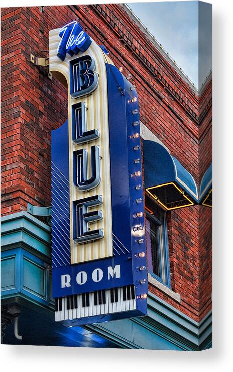 Steven Bateson Canvas Print featuring the photograph The Blue Room Sign by Steven Bateson