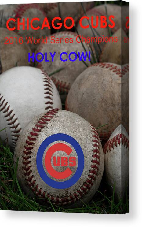 Chicago Cubs World Series Poster Canvas Print featuring the photograph The Chicago Cubs - Holy Cow by David Patterson